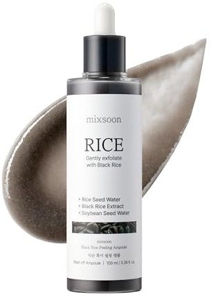 mixsoon Peeling Ampoule - Black rice exfoliant, Gentle Exfoliating Serum for Smooth, Radiant Skin, Dead Skin Cells Remover 100ml / 3.38 fl.oz. Korean Glass Skin Care