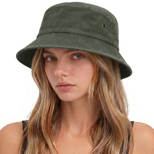 TOMEEK Fischerhut Herren Damen Baumwolle Bucket Hat,Vintage Sonnenhut Faltbar Anglerhut Sommerhut Unisex Einfarbig Fischerhüte Outdoor Hut Garten Camping Strandhut