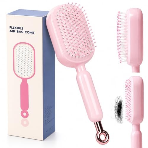 Selbstreinigend haarbürste, Einziehbar haarbürste ohne ziepen, extensions bürste, entwirrbürste, detangler bürste, Für alle Haartypen geeignet, Entwirrt mühelos Knoten und reduziert Haarbruch