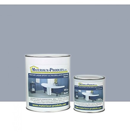 MATPRO - Peinture Laque Epoxy Salle de Bain - Sans Solvant, Auto-Lissant - Répare et Rénove Baignoire, Lavabo, Évier, Plan de Travail - Gris Béton - 5Kg