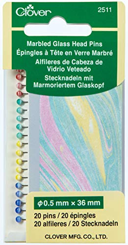 Clover Épingles à tête en Verre marbré, Paquet de 20