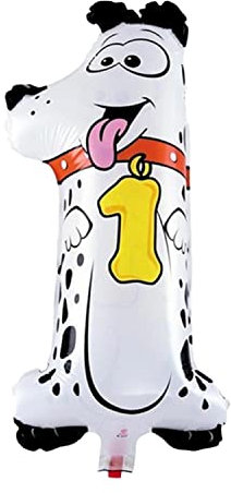 Kopper-24 Folienballon Zahl 1, ca. 40 cm, Tier Motiv - Luftballon XXL Nummer Riesen Ballon Zahlenballon Mädchen Junge Deko Riesenzahl Party Hochzeit Kindergeburtstag zum Geburtstag