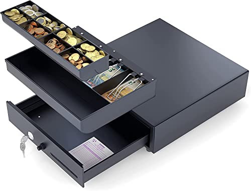 ACROPAQ Kassenschublade - Öffnung manuell mit Druckknopf, Kassenlade 33 x 33 cm, Unterbau geeignet - Kasse, Cash Register, Bargeldkasse - Schwarz