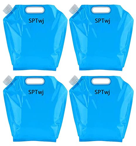 SPTwj 4 x Wasserkanister faltbar 5L Tragbar Trinkwasser Wasserbehälter Camping Faltkanister BPA frei, lebensmittelecht für Wandern Travel Picknick Travel BBQ Usw - Blau Wassertank