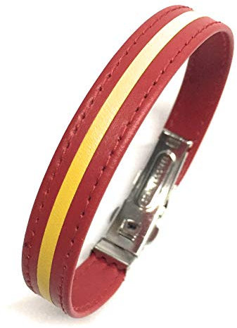 YOJAN PIEL | Pulseras de Piel Bandera España, Francia, Italia y Alemania (ESPAÑA) | Complementos de Moda Unisex para Hombres y Mujeres de Estilo Atemporal y Elegante | Regalos Originales y Exclusivos