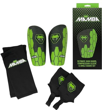 Mamba Ultimatives Schienbeinschoner-Set | Schienbeinschoner, Knöchelschoner & Kompressionshülsen, Flexibilität & Schutz | Kinder/Erwachsene | Tolles 3-Teiliges Design (S)