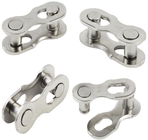 Hyamass Fahrradkette mit fehlenden Gliedern, 6 Gänge, 7 Gänge, 8 Gänge, wiederverwendbar, Stahl, silberfarben, 4 Paar