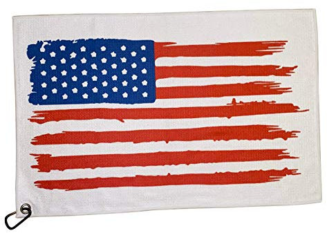 American Flag Golf Towel with Clip - 24x16 inch USA Microfiber Golf Towels