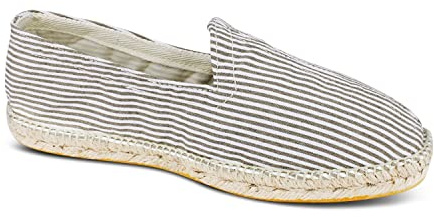 weltenmann Corralejo – Espadrillas Slip-on a Colore a Strisce Strette in Cotone con Borsa di Stoffa, 41-46, Handmade in Spain