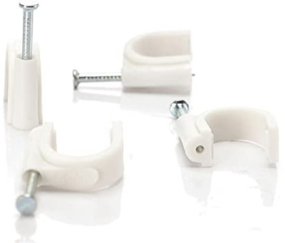 5 Pezzi Da 25mm Di Fermacavo con Chiodo, Graffette Clip per Cavi, Fermacavi Muro Rotondo, Tante Altre Misure Disponibili