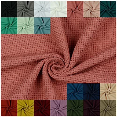 VmG-Store Waffel-Jersey Meterware Waffelpique Waffel Stoff 95% Baumwollstoff 5% Elasthan Tex 100 (50 x 145cm, 010 I Mauve)