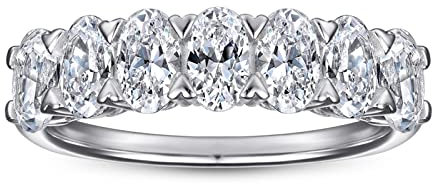 BCughia Ring Schmuck, Ring Silber Zirkon Weiß Ovalschliff Zirkonia Sterlingsilber Rundes Design Jubiläum Ringe Damen Größe 49(15.6)