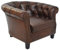 Casa Padrino Luxus Chesterfield Leder Sessel Dunkelbraun/Schwarz 80 x 80 x H. 66 cm - Echtleder Wohnzimmer Sessel - Chesterfield Wohnzimmer Möbel