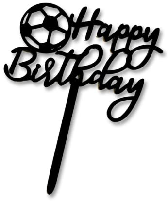 Craft Cart Acrylic Cake Topper Happy Birthday Football Black and White Party Decoration