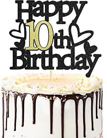 Sumerk 1 Stück Geburtstag Tortendeko 10 10.Geburtstag Tortendeko Happy 10th Birthday Tortendeko Geburtstag Happy Birthday Cake Topper für 10 Jahre alter Junge und Mädchen