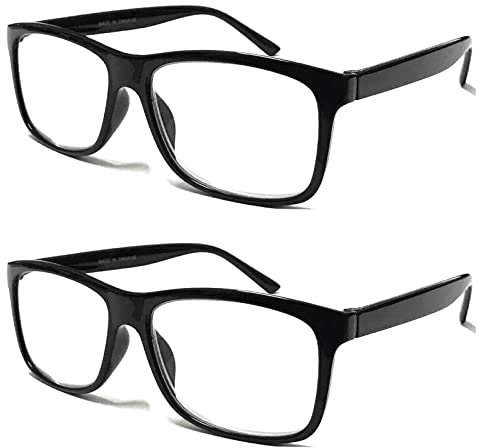 TWINKLE TWINKLE Big Lens Simple Plain Colourful Reading Glasses/Comfort Designed R140 (2 Pairs Black, No Magnification)