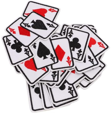 Agatige Spielkarten-Aufnäher, Aufnäher Patches für Jacken, 20 Stück 11,5 cm Aufnäher für Kleidung, Stickerei zum Aufbügeln, zufällig ausgewählte Stile, Aufnäher zum Aufbügeln für Kleidung