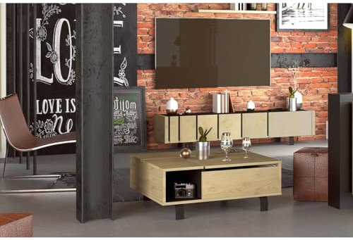 AltoBuy Yuma - Ensemble Salon Table Basse Relevable + Meuble TV