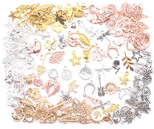 YIEUR 150 Stück Charms Anhänger, mini Metall Anhänger Gemischte Schmuckanhänger, Vintage Anhänger Aesthetic Accessoires zum DIY Schmuck Handwerk