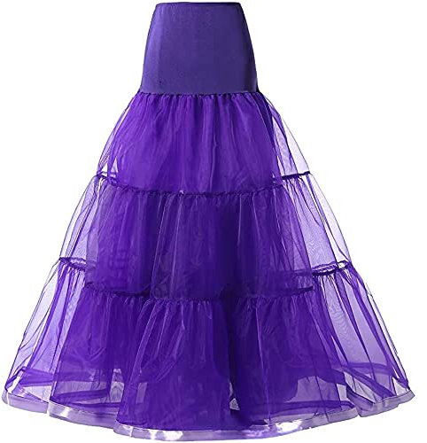 YYKSYDPT 50's Sottogonna Lunga Crinolina Donna Balletti Danza Petticoat Organza Retro Tutu Vintage 1950's Rockabilly Gonne Tulle (S/M, Viola)
