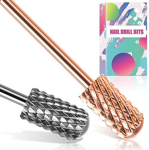 Nagelfräser Aufsätze Glatter Oberfläche 2 Stück, Fräser für Gelnägel Aufsätze, 3/32(2,35 mm) Sicherheit Nagelfräser Bits zum Entfernen von Acryl/Hard Gel für Salon Erfahrene, EXTRA GROBE (XC)