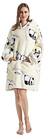 Shamdon Home Collection Übergroße Decke Hoodie, Sherpa Fleece Hoodie Decke für Erwachsene, tragbare Decke für Männer & Frauen, riesiger Kapuzen-Sweatshirt-Überwurf mit Tasche, Panda