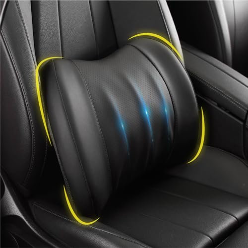 Lendenwirbelstützkissen, Memory-Schaum-Lendenkissen zur Schmerzlinderung im unteren Rücken, Auto-Rückenkissen zum Fahren, Lendenwirbelstütze für Auto, Bürostuhl, Rollstuhl - Klassisches Schwarz