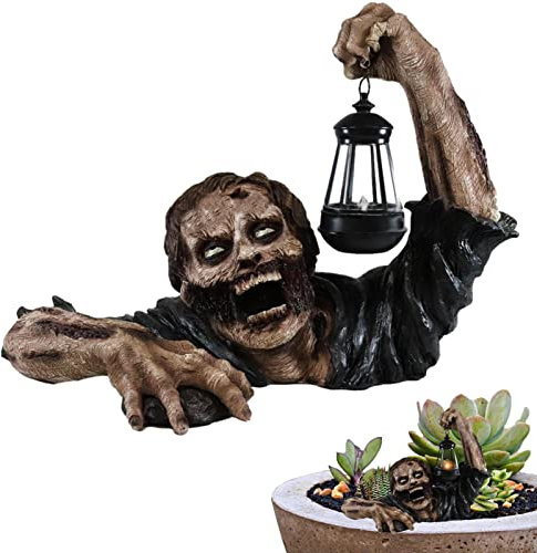 Bexdug Zombie-Laternen-Statue | Horror-Gartenstatuen - Halloween-Dekorationen, Zombie-Statue mit Laterne, Horror-Garten-Skulptur-Dekor