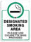 T&R Designated Smoking Area Sign, Use Cigarette Bins Sign - 1 Pack - 14 x 10 Inches Rust Free .040 Aluminum - UV Protected, Waterproof, Weatherproof and Fade Resistant - 6 Pre-drilled Holes