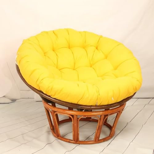 Hovoto Papasansessel Kissen Sitzauflage, Rundes Dicke Stuhlkissen, Bequem Weich Sitzkissen, Hängesessel Kissen für Gartensessel, Drehsessel, Korbsessel, Balkonstuhl, Gelb, 130 * 130cm