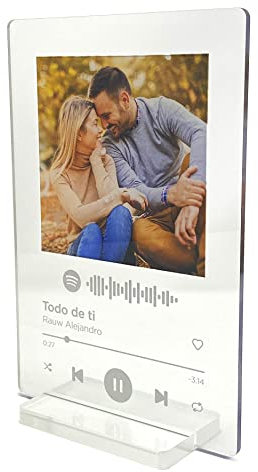 Panorama Spotify Glas Personalisiert Weiß 21x30 cm - Originelle Geschenkeke für Frauen und Männer - Custom Music Plaque