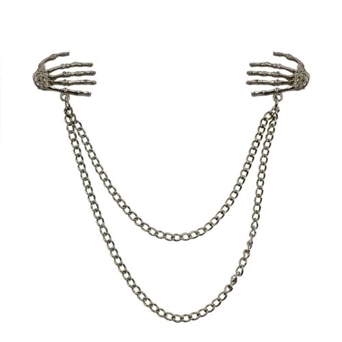 Broche squelette vintage pour homme et femme, broche en forme de tête de mort, accessoire de costume d'Halloween, Plaqué or, Sans pierre précieuse