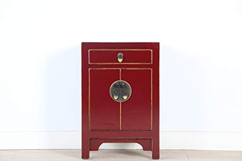 Yajutang Kommode Nachtschrank Massivholz Purpurrot RAL3004