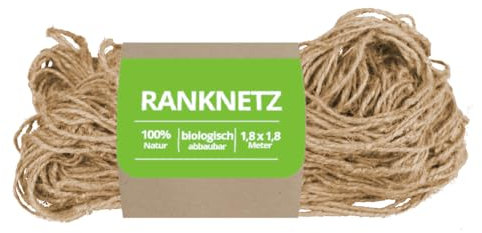 TerraGala Jutenetz, Rankhilfe für Gurken u.a. Kletterpflanzen, Ranknetz aus Jute (1,8m x 1,8m)
