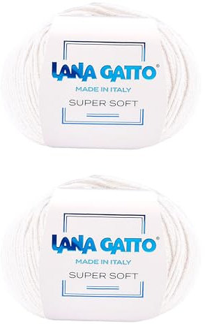 Strickgarn 100% reine Merino-Schurwolle Extra-Fine, line Super Soft von Lana Gatto Made in Italy, hochwertiges Garn zum Häkeln und Handstricken, 100g 250 Meter, (Creme - 13701, 2)