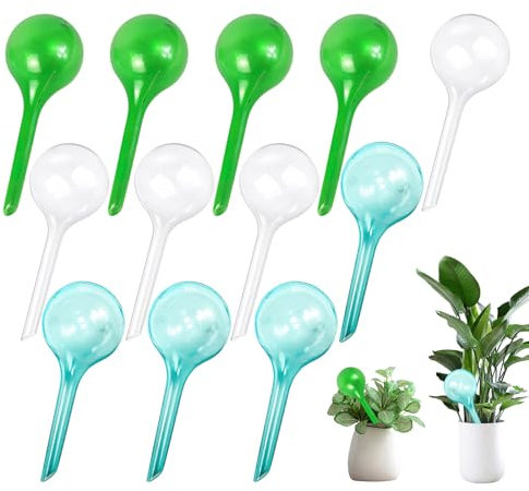 ZZQVIP Globos de Riego Automáticos, 12 PCS Bolas de riego para Plantas, Dispensador De Agua para Plantas de Interior y Exterior, Riego por Goteo para Macetas (Verde, Blanco, Azul lago)