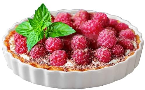 FEOOWV White Round Porcelain Quiche Pan -Non-Stick- Perfect for Baking Tart Pies and Chicken Pot Pie-Dishwasher,Dish Microwave and Oven Safe (7inch)