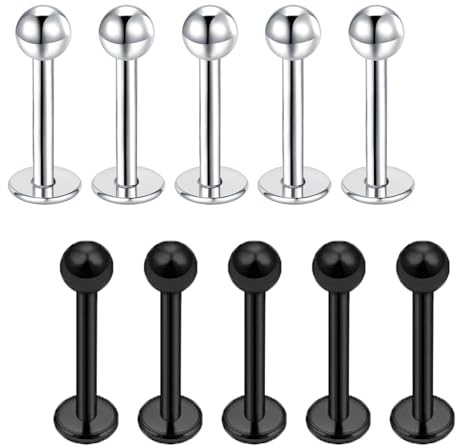 Besyvvin Lippenpiercing Labret Steckers 1,2mm Chirurgenstahl Plastik Piercing Lippe Helix Tragus Monroe Medusa Stecker Schmuck 4-12mm