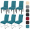 Yugarlibi Jacquard Stuhlhussen 6er Set Stretch Stuhlhussen Schwingstuhl Elastische Moderne Stuhlbezug Abnehmbarer Waschbarer Stühle Schutz für Küche Restaurant Bar Hotel Bankett (Pfauenblau, 6 Stück)