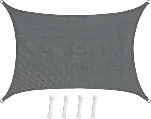 Farbrich Sonnensegel Rechteckig 2 x 3 m Anthrazit,Premium PES Polyester wasserabweisend imprägniert 95% UV Schutz für Balkon Terrasse Garten,inkl Befestigungsseile …