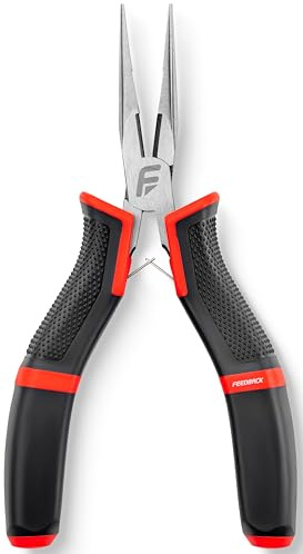 Feedback Sports | Mini Needle Nose Pliers W/Rubber Handles | for Gripping & Cutting Small Items | Durable, Ergonomic, Compact and Lightweight | Bike Tool | One Size