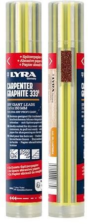 LYRA DRY GIANT Ersatzminen Runddose gefüllt mit 12 Stück 333® Zimmermannsminen, 2x5x150 mm, speziell für trockenes Holz