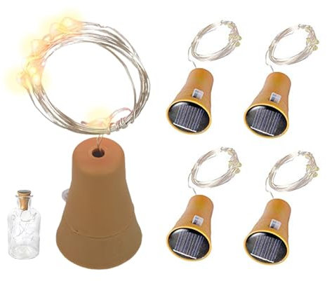 Solar Bottle Lights Outdoor 5PCS 1m 10 LEDs Cork Lights for Bottles Waterproof Cork Fairy Lights for DIY Party Wedding Christmas Decor Warm White, Solar Bottle Lights with Cork