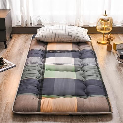 FZKun Japanische Bodenmatratze, Futon-Matratze für Erwachsene, tragbare Tatami-Matte, dicke Schlafmatratze für Boden, faltbare Matratze, Gästebett, Schlafsaal, Camping, Auto (0,9 x 2,0 m, E)