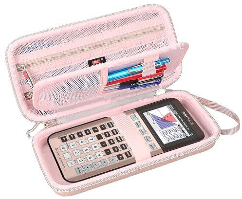 FBLFOBELI Hartschalenkoffer für Texas Instruments TI-84 Plus CE/TI-84 Plus/TI-83 Plus/Casio fx-9750GIII Farbgrafikrechner, Netztasche für Stifte, Kabel und anderes Zubehör (nur Etui) (Roségold)