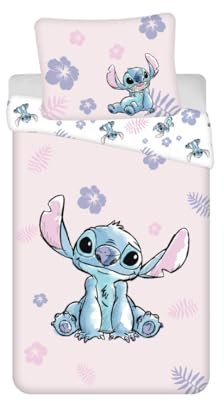 My sweety pop - Kinderbettwäsche - Lilo&Stitch - Stitch - 2 Stück - Kinder - Bettbezug - Doppelseitig - 140 x 200 - Kissenbezug - 70 x 90 cm Bettbezug - Baumwolle - Rosa - Mädchen