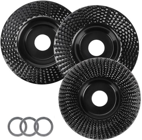 Holz Schleifscheibe, Raspelscheibe 125mm, Holzfräser für Winkelschleifer, Flex Schleifscheibe, Holzschnitzscheibe Frässcheibe, für Winkelschleifer Polieren, Schnitzen, Schleifen (3er Set)