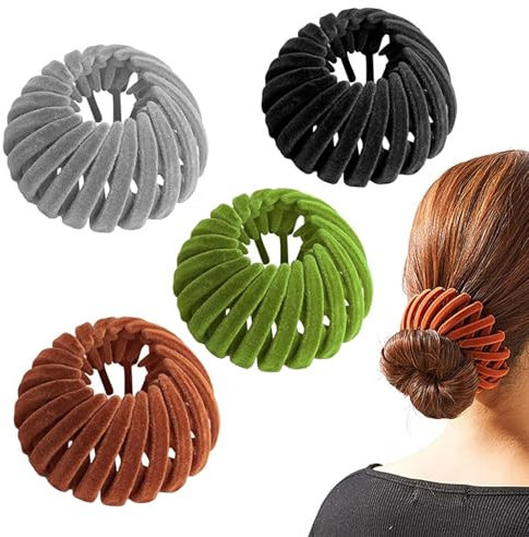 4 Pezzi Mollette Capelli Donna, Pinza per Capelli a Nido di Uccelli Scalabile Antiscivolo Fascia per Capelli a Coda di Cavallo Floccato, Accessori Capelli Donna per Capelli Sottili Spessi e Ricci