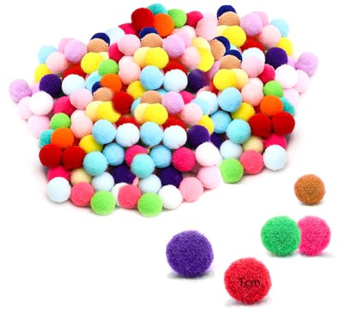 Eupneicu Pompons [1000 Stück], 10mm Pompons Zum Basteln, Mini Filzkugeln Multicolored Flauschigen, Für Partydekoration, Girlanden, Quasten, Haarschmuck, Kleidung