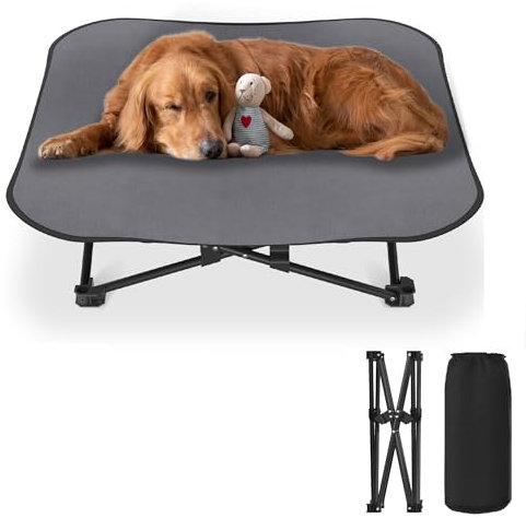 YARDIN Erhöhtes Camping Hundebett – atmungsaktives, faltbares hundeliege für kleine und mittelgroße Hunde, geeignet für Outdoor Indoor 87 x 87 x 33 cm